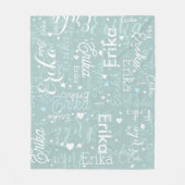 Couverture Polaire Noms personnalisés Coeurs Romantique bleu omniprés (Devant)