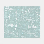 Couverture Polaire Noms personnalisés Coeurs Romantique bleu omniprés (Devant (Horizontal))