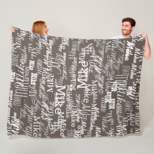 Couverture Polaire Noms personnalisés Motif estampillé partout Brown