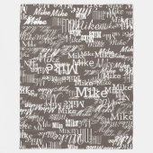 Couverture Polaire Noms personnalisés Motif estampillé partout Brown  (Devant)
