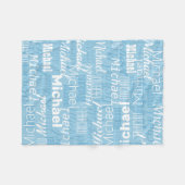 Couverture Polaire Noms personnalisés répétés nuances de bleu (Devant (Horizontal))