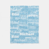 Couverture Polaire Noms personnalisés répétés nuances de bleu (Devant)