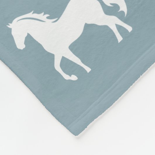 Couverture Polaire Noms répétés Cheval Bleu Simple Toison Blanche (Coin)