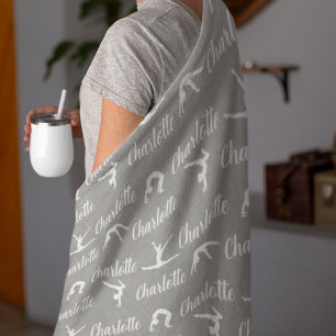 Couverture Polaire Noms répétés Gymnastique Gray Fleece Blanket
