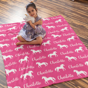 Couverture Polaire Noms répétés Horse rose simple polaire