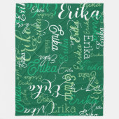 Couverture Polaire Noms répétés partout Emerald Green (Devant)