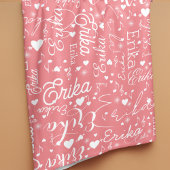 Couverture Polaire Noms romantiques Coeurs répétés partout rose