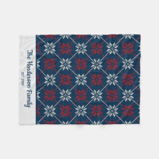 Couverture Polaire Nordic Winter Snowflake Motif Cosy Texte Personnal (Devant (Horizontal))