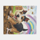 Couverture Polaire Norfolk Terrier Jouer avec os (Devant (Horizontal))