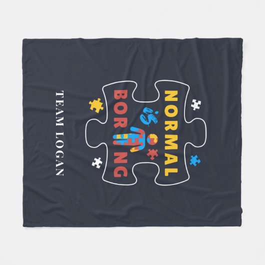 Couverture Polaire Normal est ennuyeux Sensibilisation sur l'autisme (Devant (Horizontal))