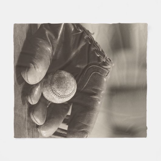 Couverture Polaire Nostalgie du baseball - Mitt et Baseball (Devant (Horizontal))
