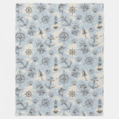 Couverture Polaire Nostalgique marin thème bleu motif (Devant)