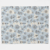 Couverture Polaire Nostalgique marin thème bleu motif (Devant (Horizontal))