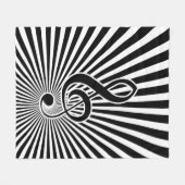 Couverture Polaire Note noire et blanche de musique de clef sur (Devant (Horizontal))