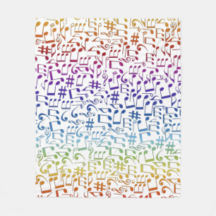 Couverture Polaire Notes de musique colorées dansantes Amoureux de la
