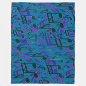 Couverture Polaire Notes de musique dansantes animées Bleu Vert Rythm (Devant)