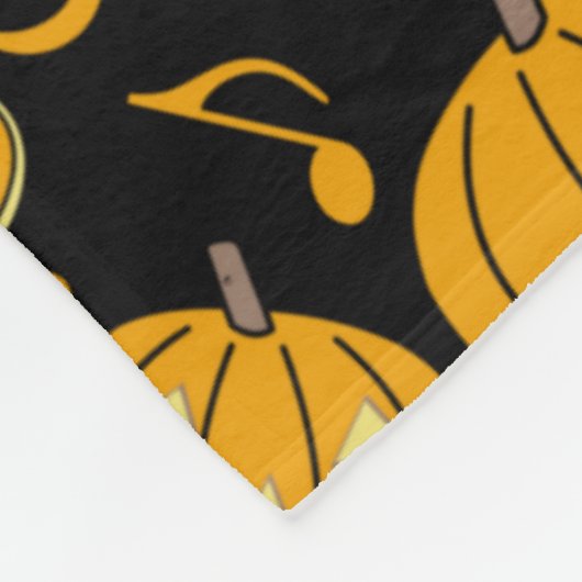 Couverture Polaire Notes de musique de trompette citrouille Blanche-p (Coin)