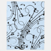 Couverture Polaire Notes de musique fantaisie Bleu (Devant)