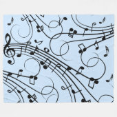 Couverture Polaire Notes de musique fantaisie Bleu (Devant (Horizontal))