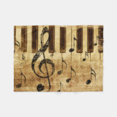 Couverture Polaire Notes de musique rétro et piano (Devant (Horizontal))