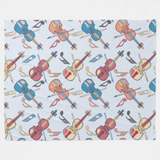 Couverture Polaire Notes de violon et de musique (Devant (Horizontal))
