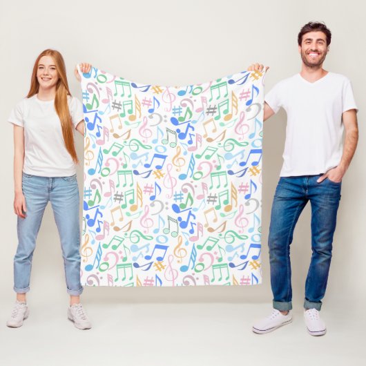 Couverture Polaire Notes et symboles musicaux Motif pastel.w (En situation)