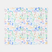Couverture Polaire Notes et symboles musicaux Motif pastel.w (Devant (Horizontal))