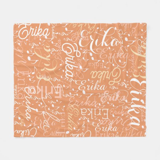Couverture Polaire Notes musicales avec nom sur Apricot tendance (Devant (Horizontal))