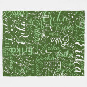 Couverture Polaire Notes musicales avec nom sur vert (Devant (Horizontal))