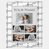 Couverture Polaire Notes musicales avec photos personnalisées et nom (Devant)