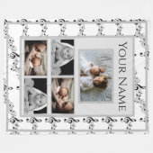 Couverture Polaire Notes musicales avec photos personnalisées et nom (Devant (Horizontal))