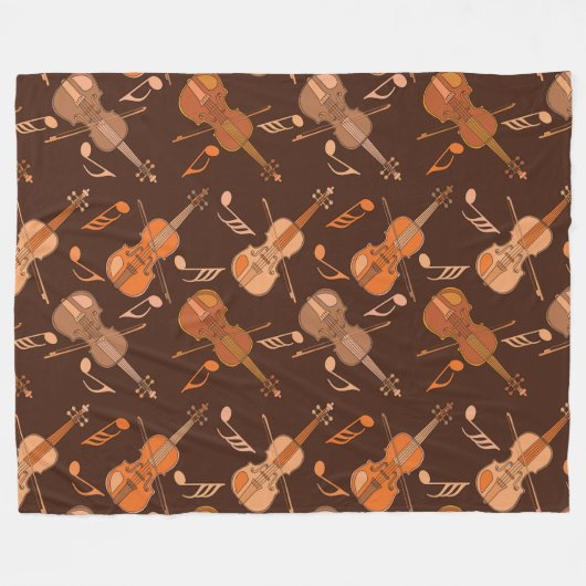 Couverture Polaire Notes musicales de violons à la ligne (Devant (Horizontal))