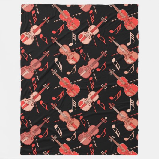 Couverture Polaire Notes musicales de violons à la ligne (Devant)