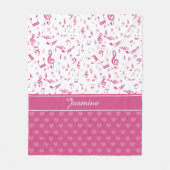 Couverture Polaire Notes musicales personnalisées et Coeurs Motif ros (Devant)