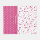 Couverture Polaire Notes musicales personnalisées et Coeurs Motif ros (Devant (Horizontal))