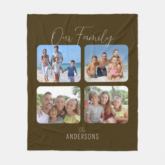 Couverture Polaire Notre famille Script de calligraphie 4 Photos (Devant)