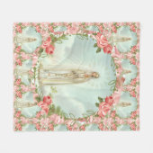 Couverture Polaire Notre Madame des roses roses de Fatima (Devant (Horizontal))