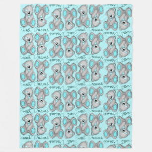 Couverture Polaire Nounours Doux Rêves Teddy-cyan