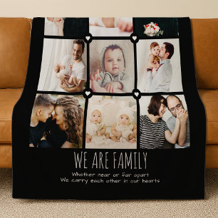 Couverture Polaire Nous sommes une famille Texte personnalisé Collage