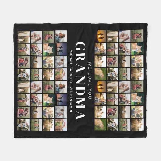 Couverture Polaire Nous t'aimons Grand-mère 64 Photo Collage (Devant (Horizontal))