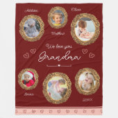 Couverture Polaire Nous t'aimons Grand-mère Six Photo avec Texte Coeu (Devant)
