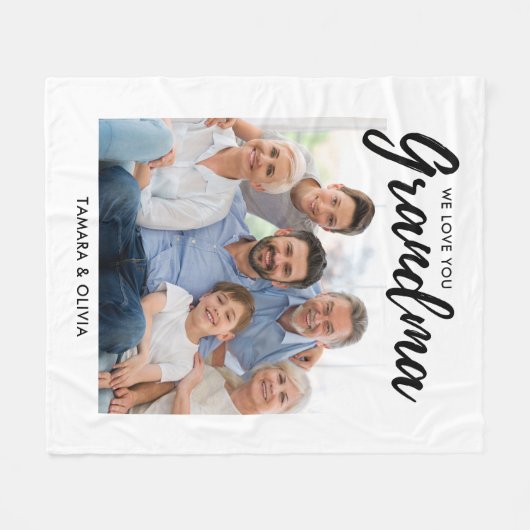 Couverture Polaire Nous t'aimons Grand-mère Une photo Blanc Personnal (Devant (Horizontal))