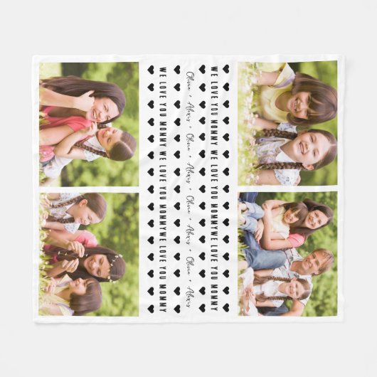Couverture Polaire Nous t'aimons Maman Noms des enfants Photo Keepsak (Devant (Horizontal))