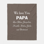 Couverture Polaire Nous t'aimons Papa Cadeau Script Nom de famille mo (Devant)