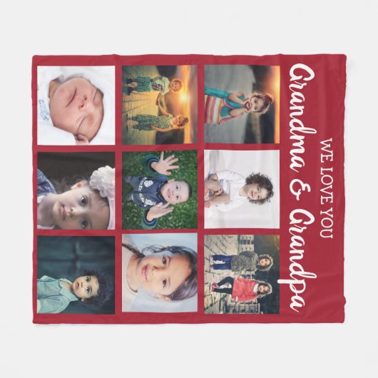 Couverture Polaire Nous vous aimons Collage photo de grand-mère et gr (Devant (Horizontal))