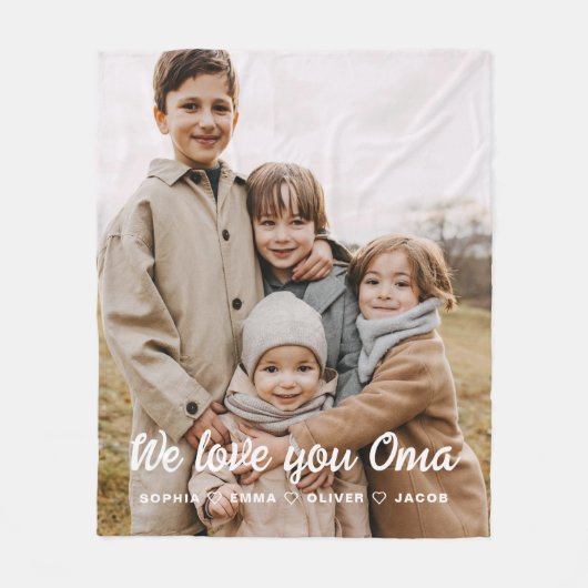 Couverture Polaire Nous vous aimons Famille Oma Moderne Photo Fleece (Devant)