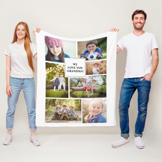 Couverture Polaire Nous vous aimons Grand-mère 7 Photo Famille d'enfa (En situation)