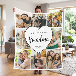 Couverture Polaire Nous Vous Aimons Grand-mère Personnalisé 8 Collage
