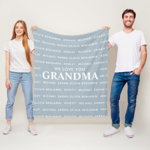 Couverture Polaire Nous Vous Aimons Grand-Mère Personnalisé Noms Des
