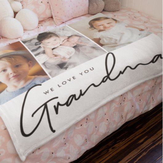Couverture Polaire Nous vous aimons Grandma Script 3 photos Personnal